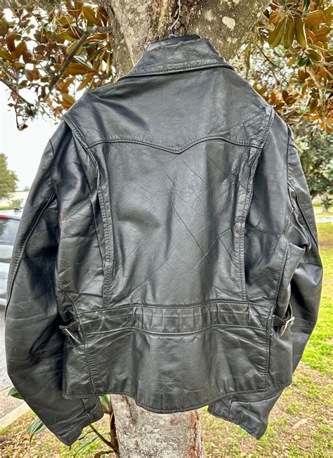 Brooks Vintage Motorcycle Black Leather Jacket Gem