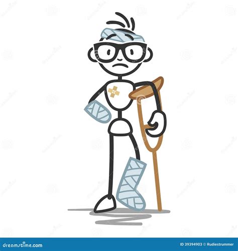 Stick Figure Stick Man Injury Bandages Stock Vector Illustration Of