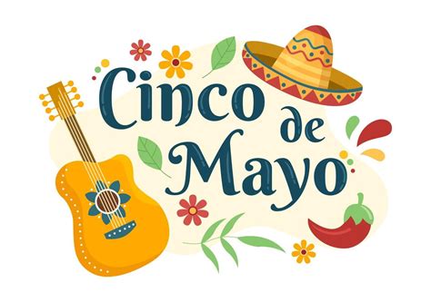 Cinco De Mayo Mexican Holiday Celebration Cartoon Style Illustration