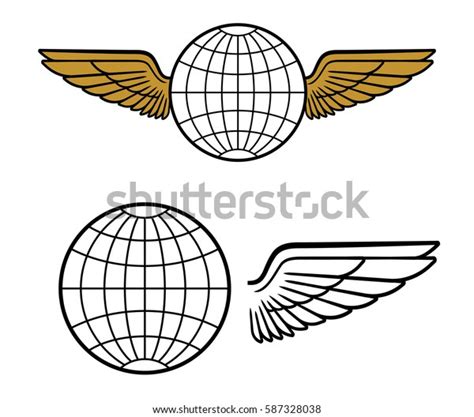 vector wings globe insignia military stock vector royalty