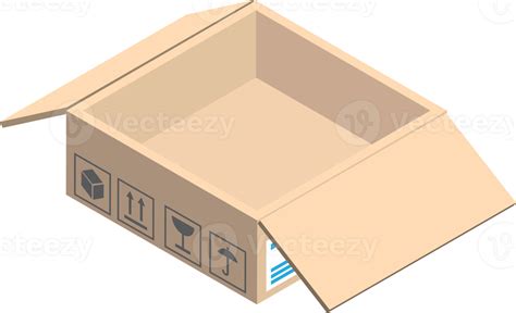 Open Parcel Box Illustration In 3d Isometric Style 14376079 Png