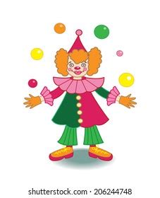 Circus Clown Juggling Pins Cartoon Colored Stock Vector Royalty Free