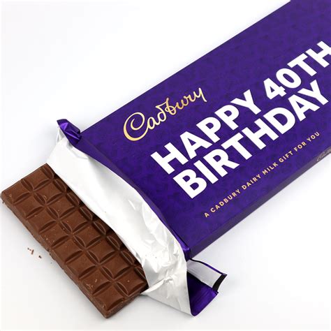 Giant Cadbury Dairy Milk Happy 40th Birthday Chocolate Bar 850g Moonpig