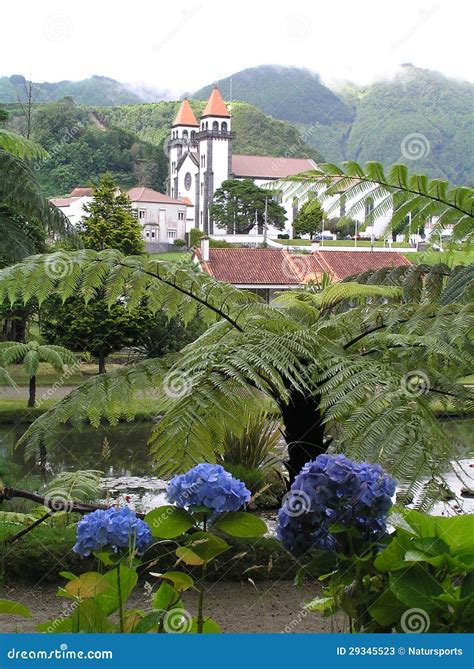 Furnas, Sao Miguel stock image. Image of view, church - 29345523