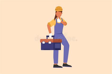 Business Flat Cartoon Style Drawing Handywoman Plumber Standing And