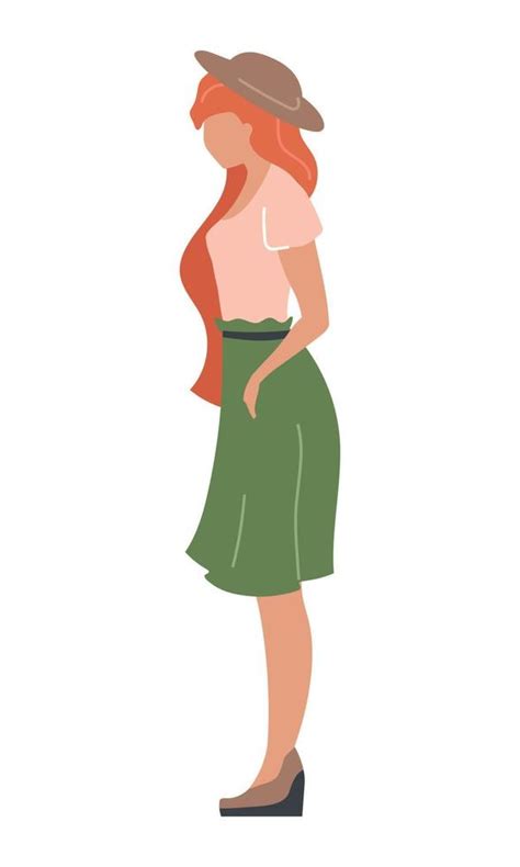 Elegante Personaje De Vector De Color Semiplano De Chica De Pelo