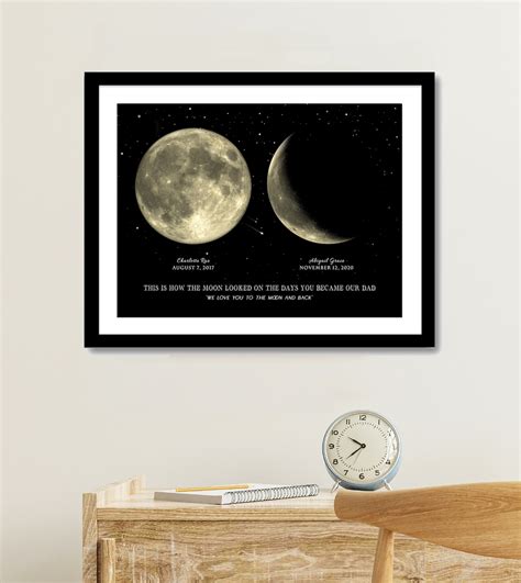 Fathers Day Moon Phase Print Moon On The Days You Became Our Dad Gift