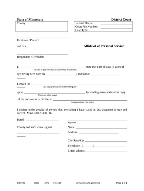 Affidavits Of Service Minnesota Form Fill Out And Sign Printable Pdf