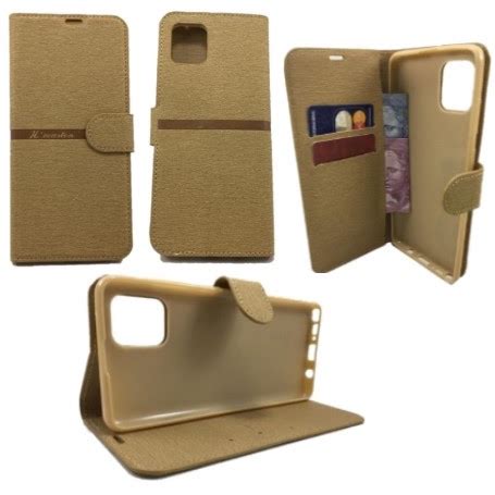 Capa Carteira Samsung Galaxy Note 10 Lite A81 Cor Dourado Tela De 6