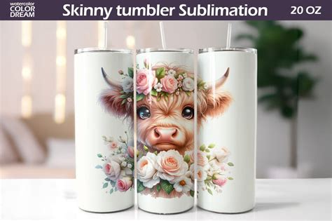 Highland Cow Tumbler I Cute Cow Roses Tumbler So Fontsy