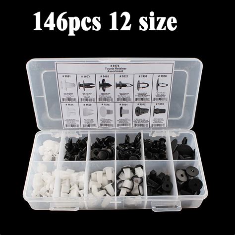 146pcsset 12 Size Auto Car Door Hold Bumper Fastener Clips Push Pin Rivet Trim Clip Panel Body