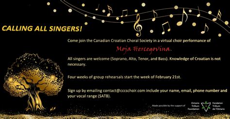 Calling All Singers Croatian Chamber Of Commerce