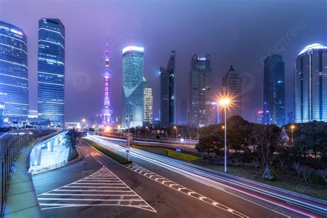 Night View Of Shanghai Lujiazui Business District Background, Shanghai ...