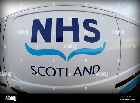 NHS Scotland logo sign on white background van medical car eye concept ...