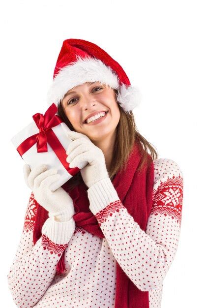 Premium Photo Attractive Woman Wearing Santa Hat With T