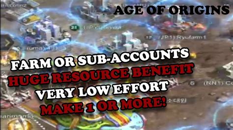 Farm Or Sub Accounts In Age Of Origins Youtube