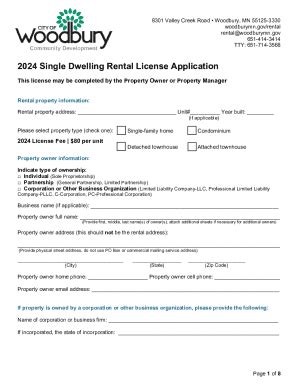 Fillable Online Form Center2024 Single Dwelling Rental License Fax