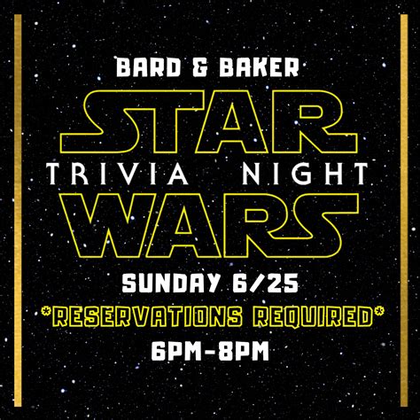 Star Wars Themed Trivia Night — Bard And Baker Board Game Café