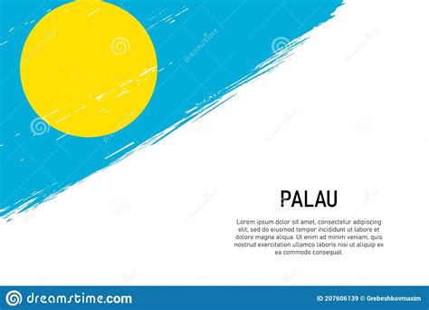 Grunge Styled Brush Stroke Background With Flag Of Palau Stock