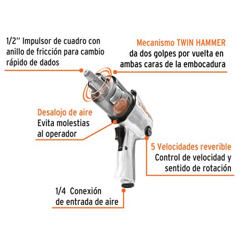 Kit Pistola De Impacto Neumatica Industrial Truper Estuche Y Copas 1 2