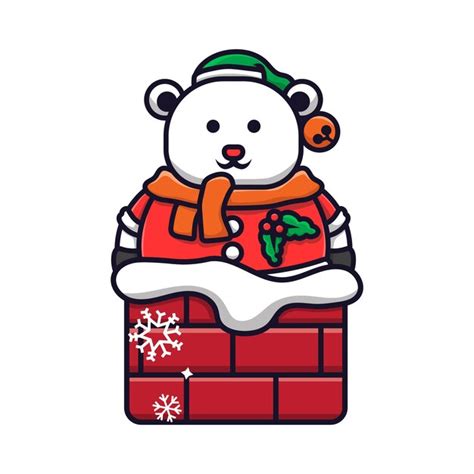 Premium Vector Cute Polar Bear Celebrating Christmas