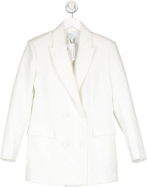 Coast White Double Breasted Shoulder Pad Oversized Blazer Uk 8 Reliked