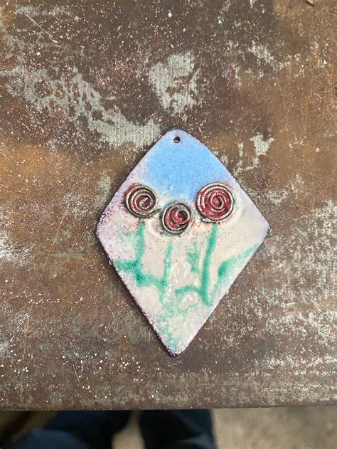 Enamel Pendant Enamel On Copper Pendant Enamel Necklace Etsy