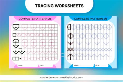 Tracing Lines & Shapes, Worksheets Graphic by masherdraws · Creative ...