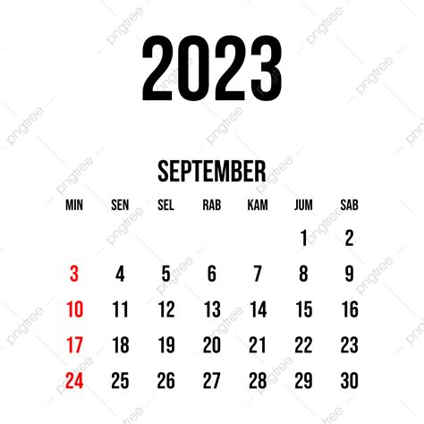 Kalender Bulan September 2023 Png Png Vector Psd And Clipart With