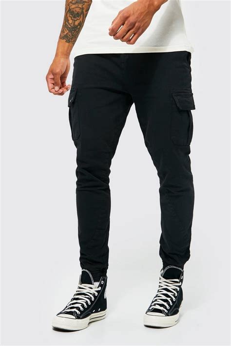 Mens Fixed Waist Skinny Cargo Trouser Boohoo Uk