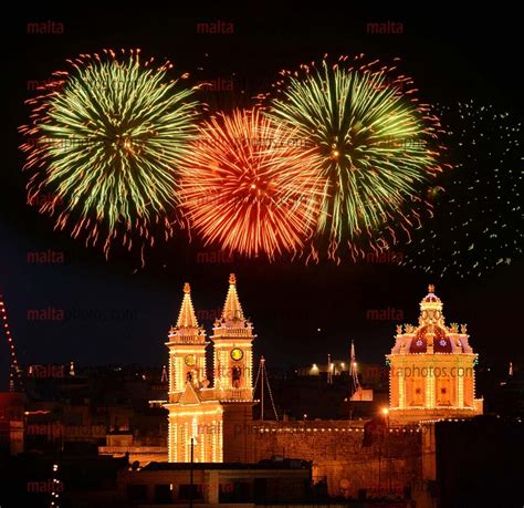 Qormi San George Parish Church Gorg Feast Festa Fireworks Malta Photos