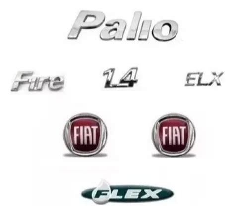 Kit Emblemas Palio Elx Fire Flex 1 4 Cromado Fiat Completo