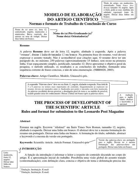 Modelo Para Artigo Científico Específico Caixa Alta E Caixa Baixa