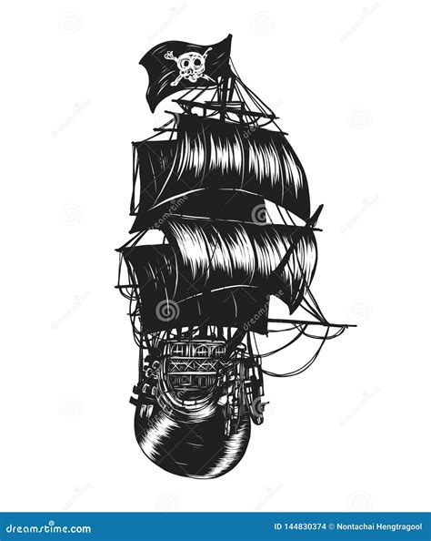Pirate Ship Tattoo Drawing