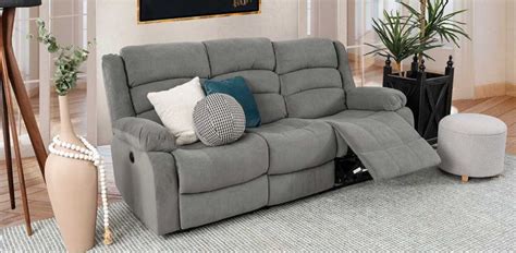 Sofa 3 Plazas Con 2 Reclinables Electricos Sedona Gris