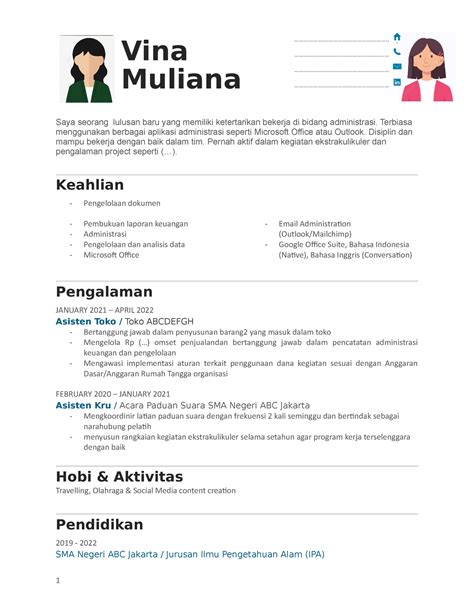 Free Template Cv Lulusan S By Vina Muliana Saya Seorang Lulusan