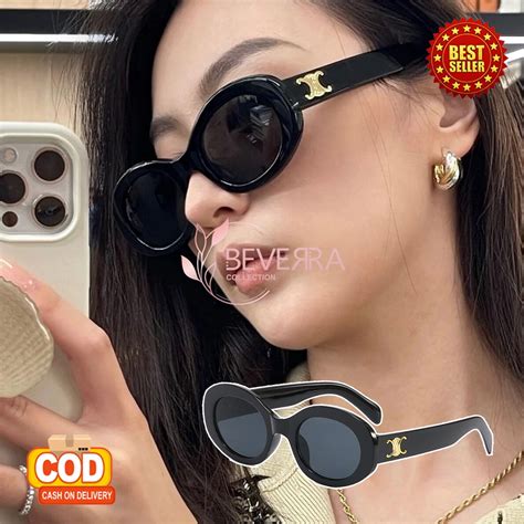 Jual Kacamata Hitam Wanita Korea Kekinian Kece Bulat Oval Sunglassess