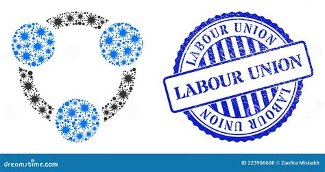 Scratched Labour Union Seal And Covid Collaboration Composition Icon