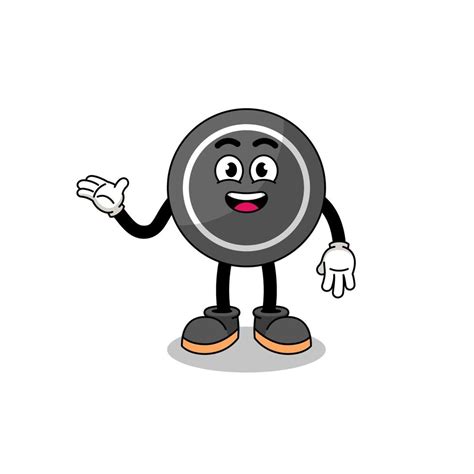 hockey puck cartoon with welcome pose 6849661 Vector Art at Vecteezy