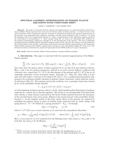 PDF Spectral Galerkin Approximation Of Fokker Planck Equations With