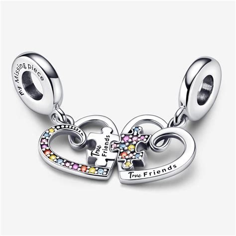 Puzzle Piece Hearts Splittable Friendship Dangle Charm Pandora