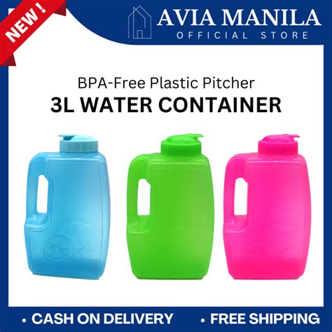 Avia Manila BPA Free Plastic Pitcher Water Jug 3 Liters Fridge Bottle