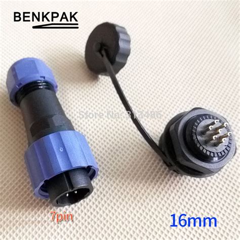 1set Ip68 16mm Cable Connector 7 Pins Waterproof And Dustproof Aviation