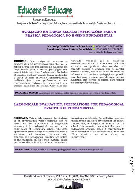 PDF AVALIAÇÃO EM LARGA ESCALA IMPLICAÇÕES PARA A PRÁTICA PEDAGÓGICA