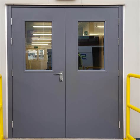 Glazed Double Fire Exit Door Lathams Steel Doors