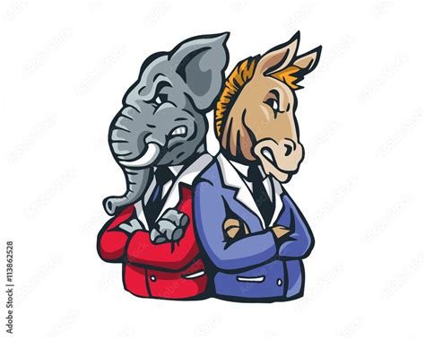 USA Democrat Vs Republican Election Match Cartoon Leaders Debate Club