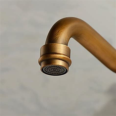 Antique Copper Bathroom Sink Faucet Wall Mount Two Handles Three Holes Bath Taps With Hot And