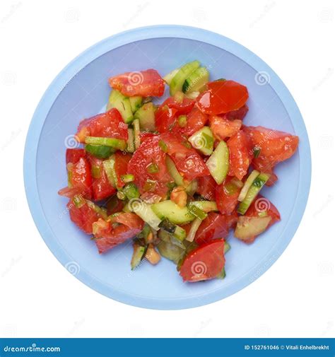 Salada Do Vegetariano Pepinos Tomates E As Cebolas Verdes Salada