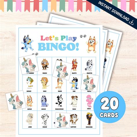 Bluey Bingo Cards Printable Game Bluey Bingo Boards Activity