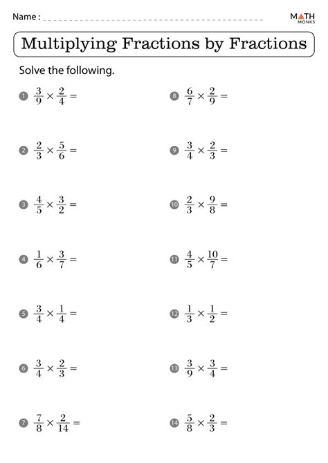 Free Multiplying Fractions Practice Worksheet Download Free